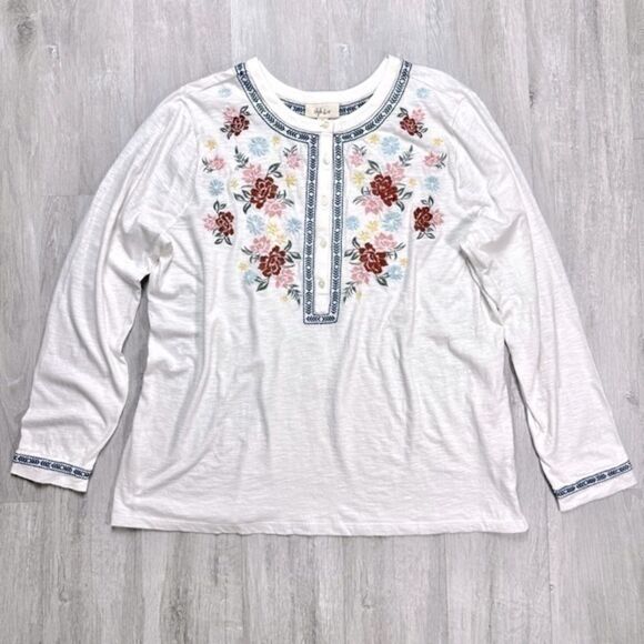 White Long Sleeve Peasant Top XL - Picture 1 of 7